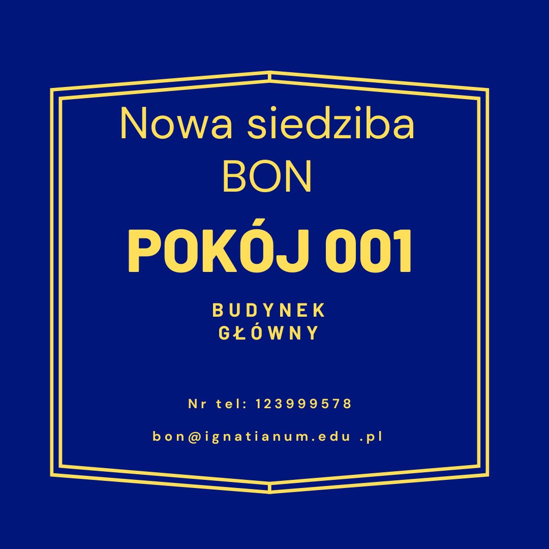plakat informujący o nowej siedzibie BON